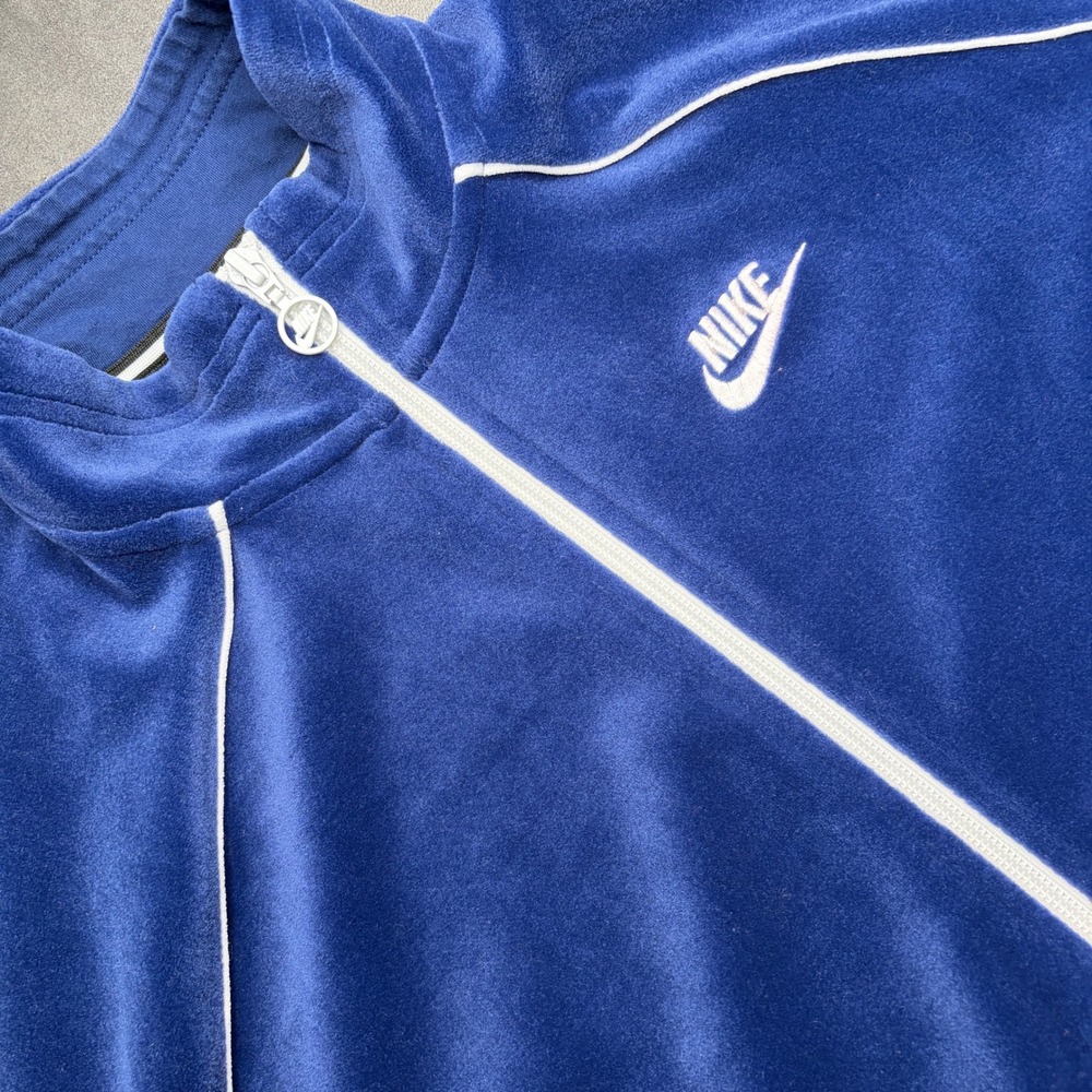 Nike Sportswear Jacket Womens L Blue Velour Full Zip CJ4912-492 Track Y2k Retro